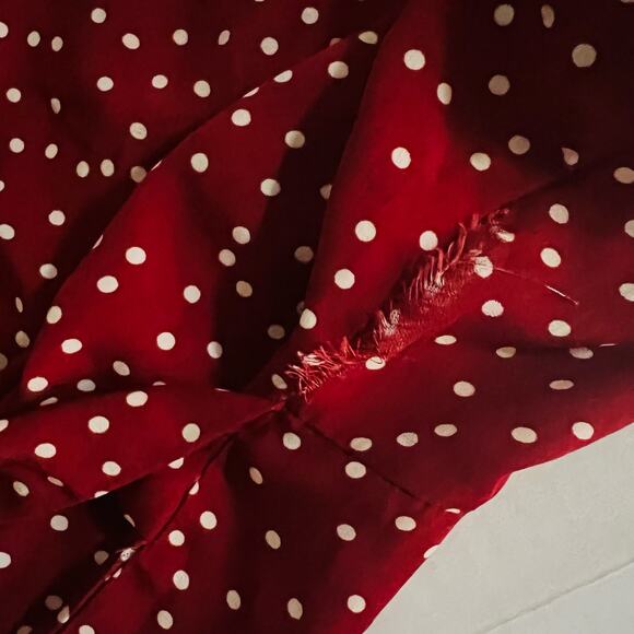 Princess Polly Caesura Polka Dot Faux Wrap Dress Size 4 Wine - Picture 9 of 10